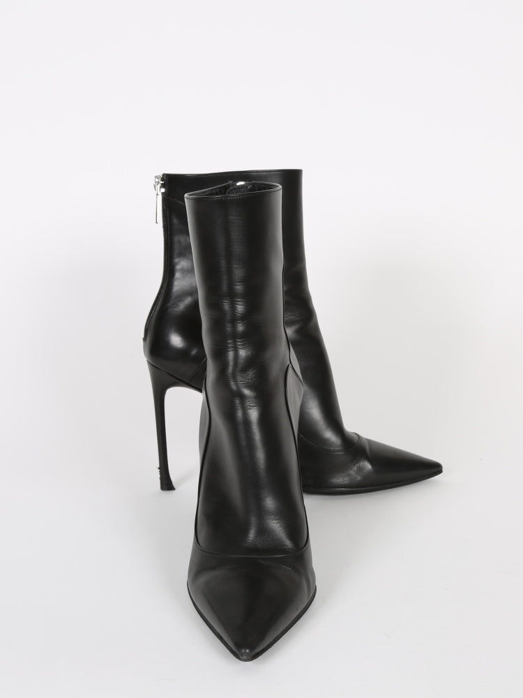 Christian Dior Black leather stiletto heel Ankle Boots, Size 38/8 – The Find