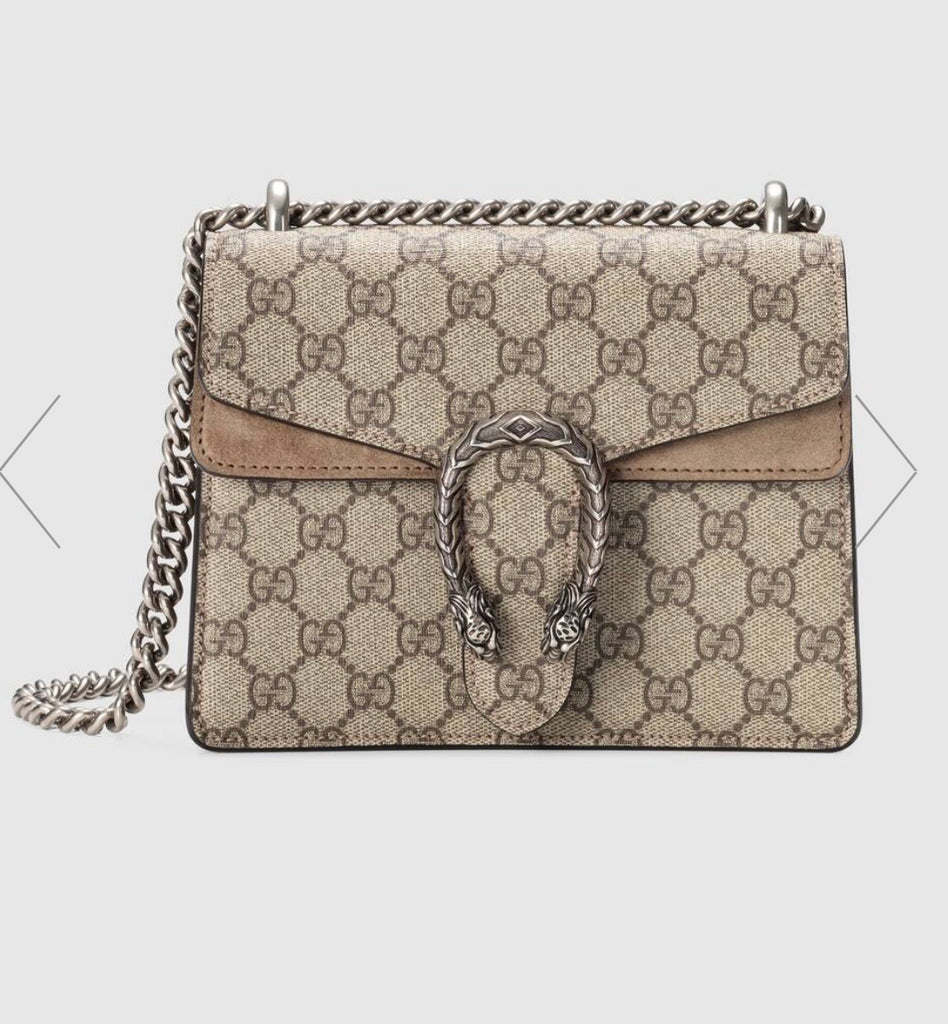 GUCCI Dionysus mini shearling-trimmed textured-leather tote